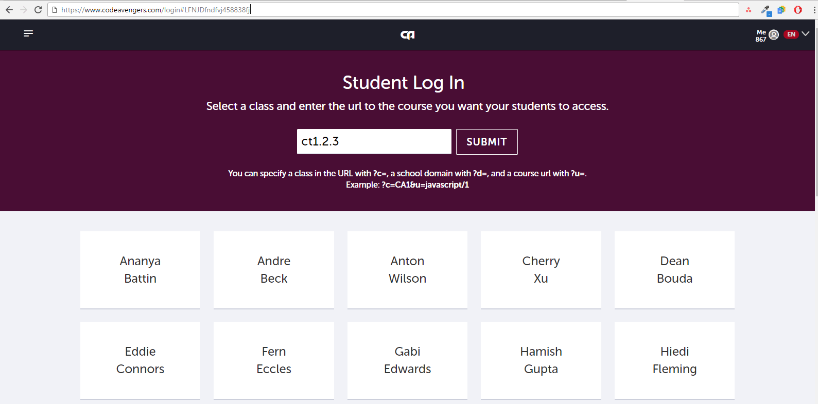 login for the whole class at once