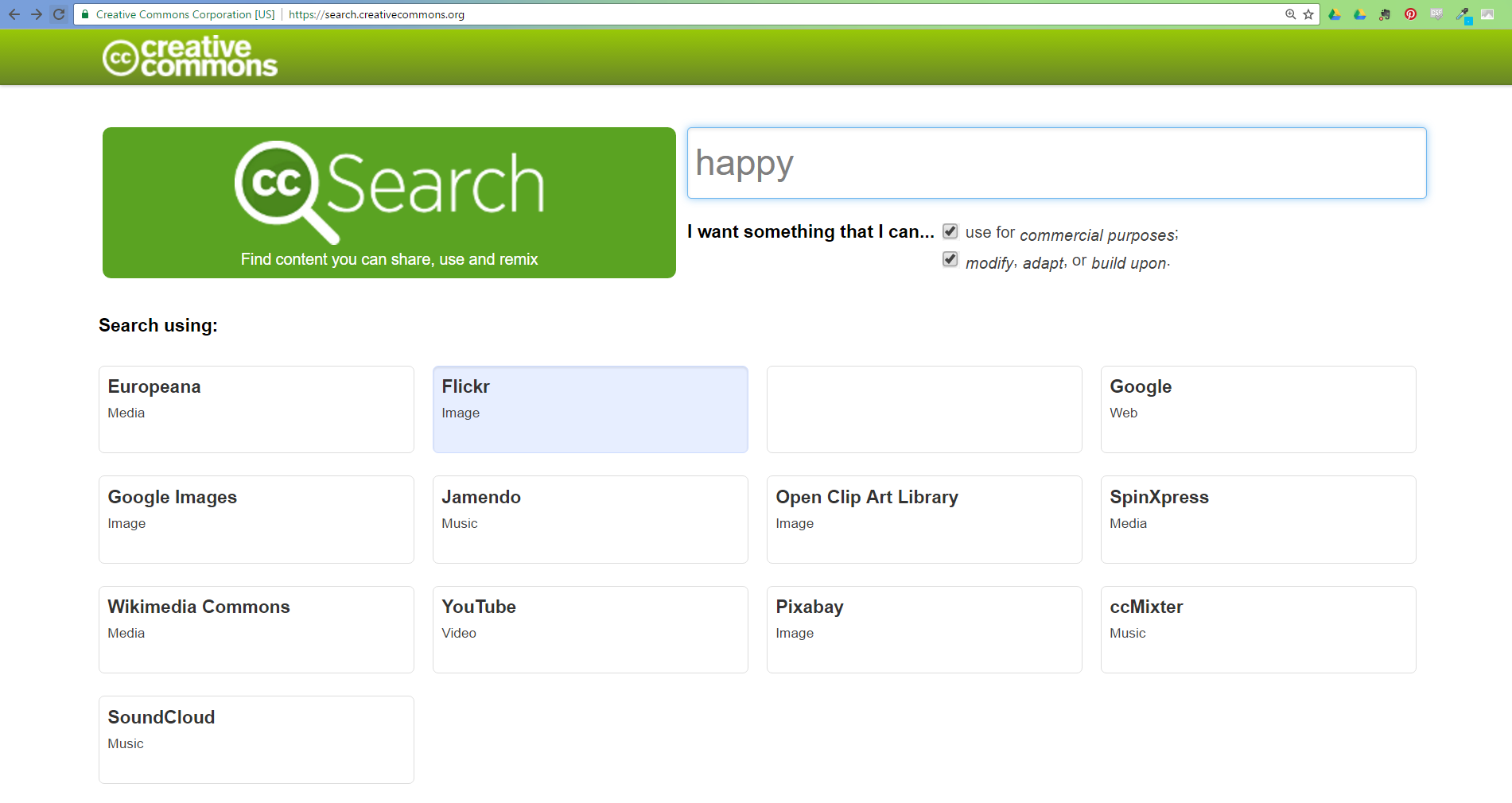 screenshot of C.C. search bar