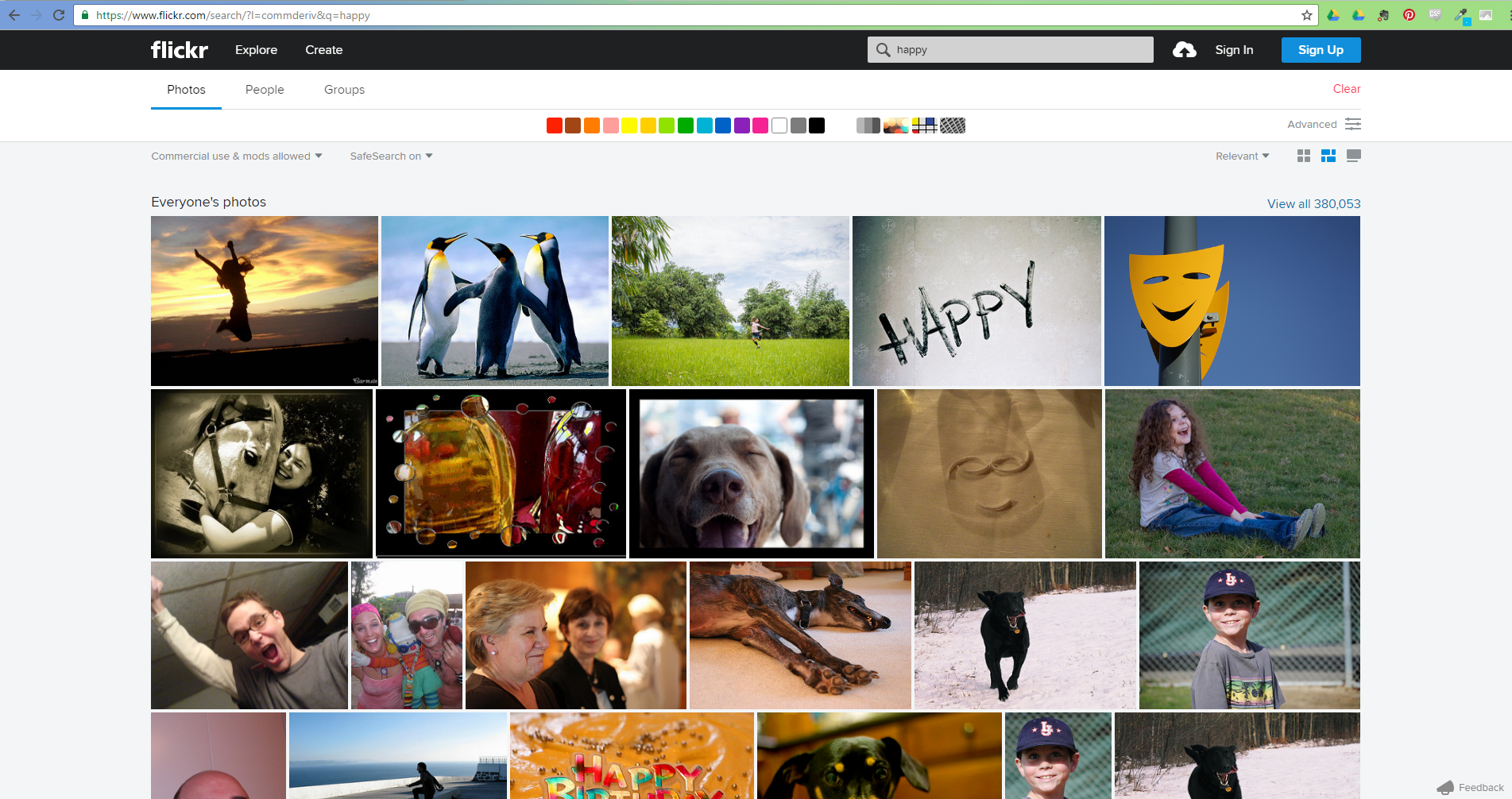 screenshot of a  search on flickr's website